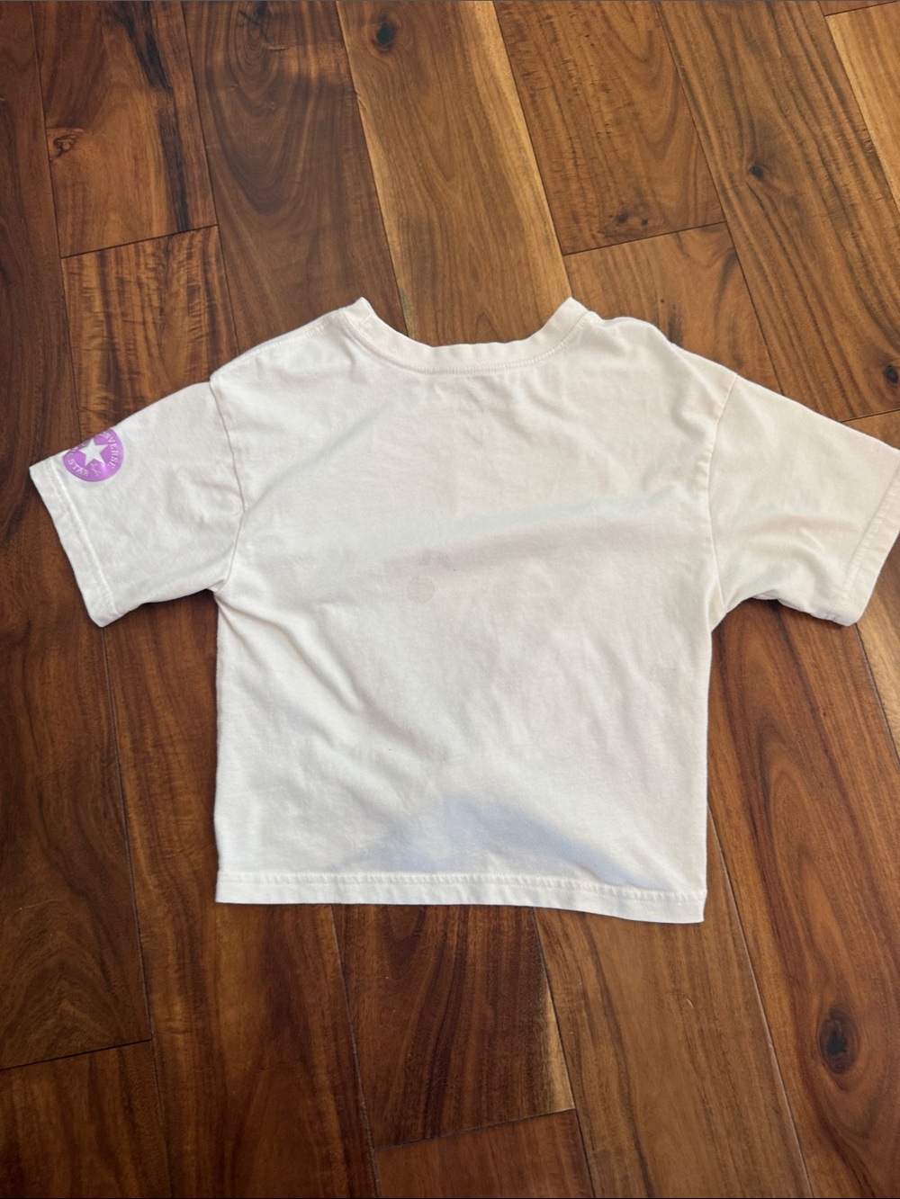 Converse Cream Short Sleeve Tie-Front Tee with Lavender Logo - Picture 4 of 6